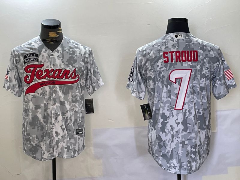 Men Houston Texans #7 Stroud Nike Arctic Camo 2024 Salute to Service Limited NFL Jersey style 3->houston texans->NFL Jersey